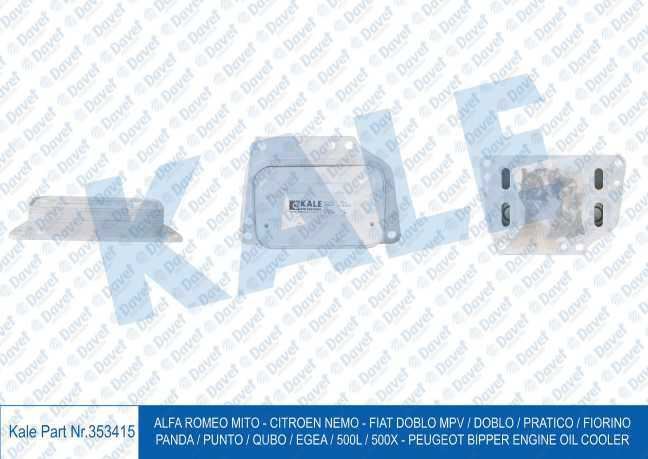 KALE 353415 Yag Sogutucu Alfa Romeo Mito 1.3jtdm 08> Citroen Nemo 1.3hdi 80 15> Peugeot Bipper Tepee 1.3hdi 80 15> Fiat Doblo Mpv / Pratico / Fiorino / Panda / Punto / Qubo / Egea / 500l / 500×1.3d Mjt 15> (Tekli)